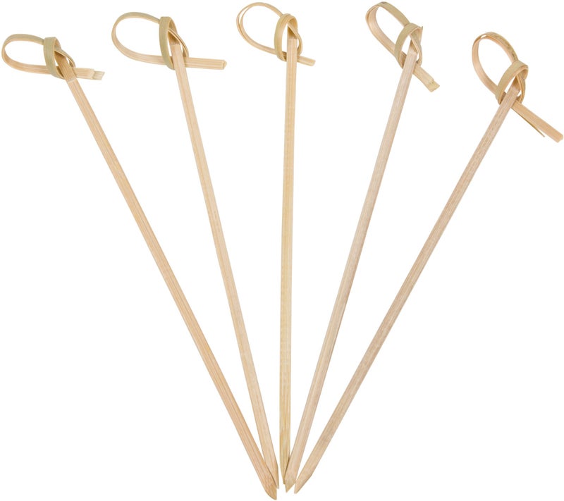 KingSeal 200 Count | KingSeal Bamboo Wood Flower Knot Picks, Skewers, 4.5 Inches, Perfect for Cocktails and Appetizers - 2 Packs of 100 - Image 1